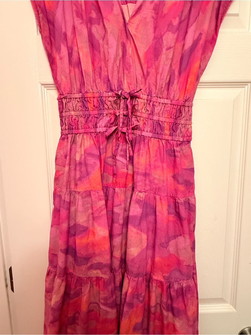 Derek Lam 10 Crosby Fatima Pink Multi-Color Tiered Maxi Dress size 4 - Picture 3 of 4